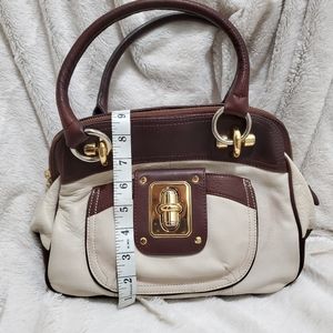B. MAKOWSKY CREAM & BROWN LEATHER HOBO BAG